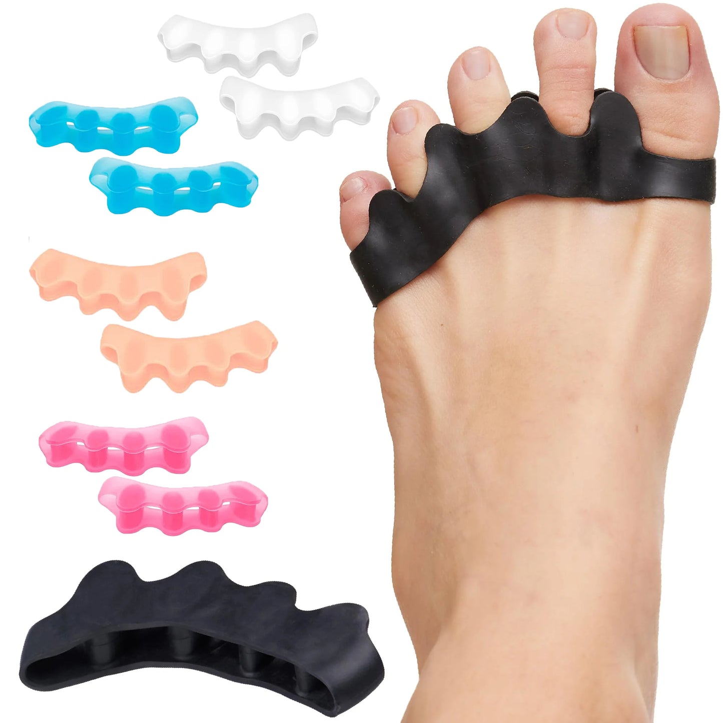 Silicone Toe Separators – Bunion & Hammer Toe Pain Relief | Soft SEBS Foot Alignment Corrector